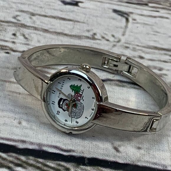 Kim Rogers Christmas Snowman Watch Silver Tone‎ Holiday Winter Bracelet Band - Picture 1 of 7